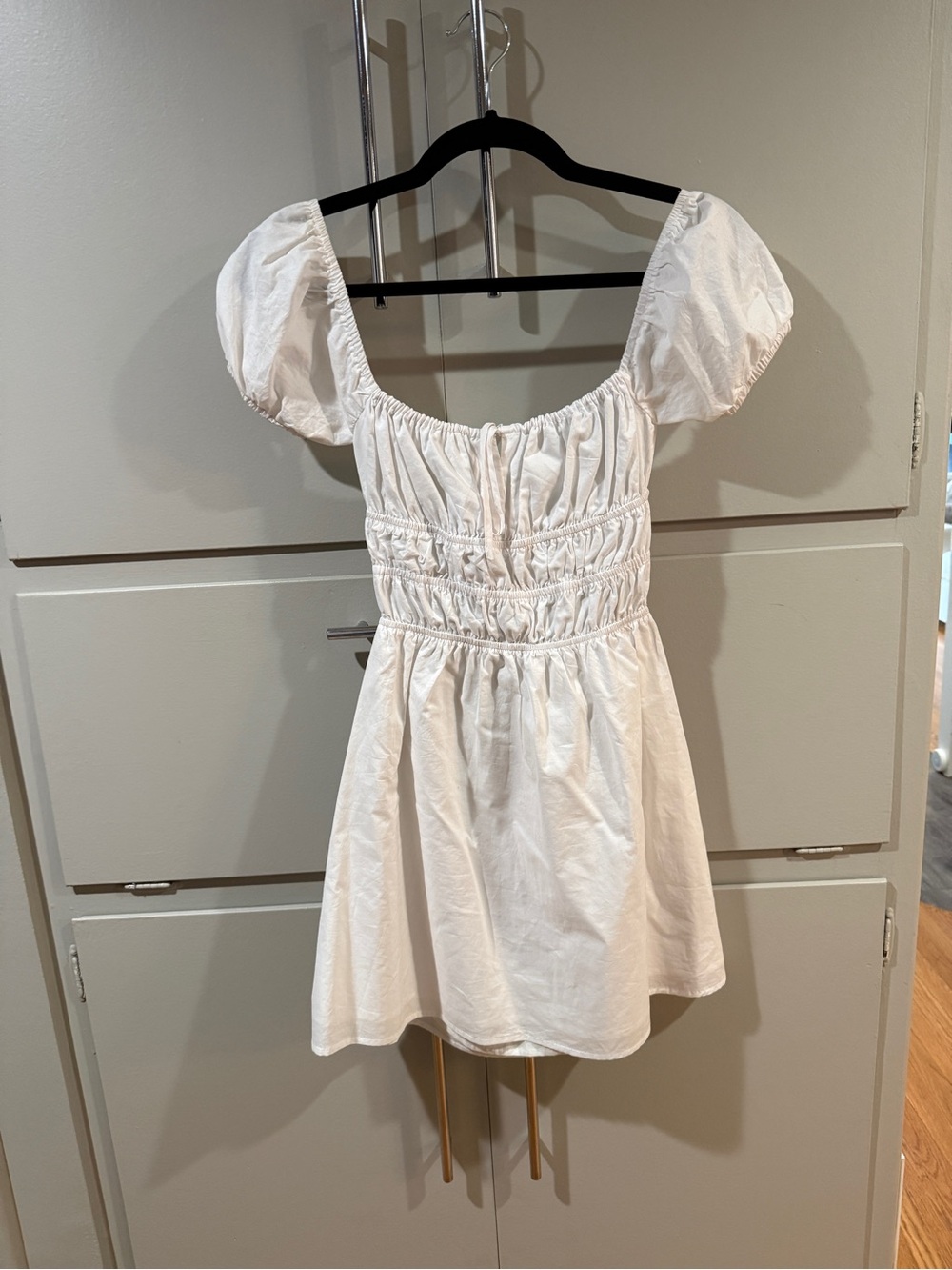 Princess Polly White Puff Sleeve Smocked Mini